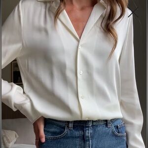 Quince Silk Cream Button Down Shirt